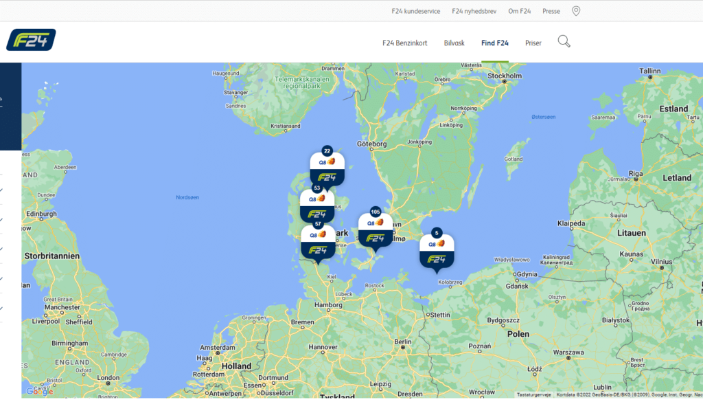 Gas Stations in Denmark - F24